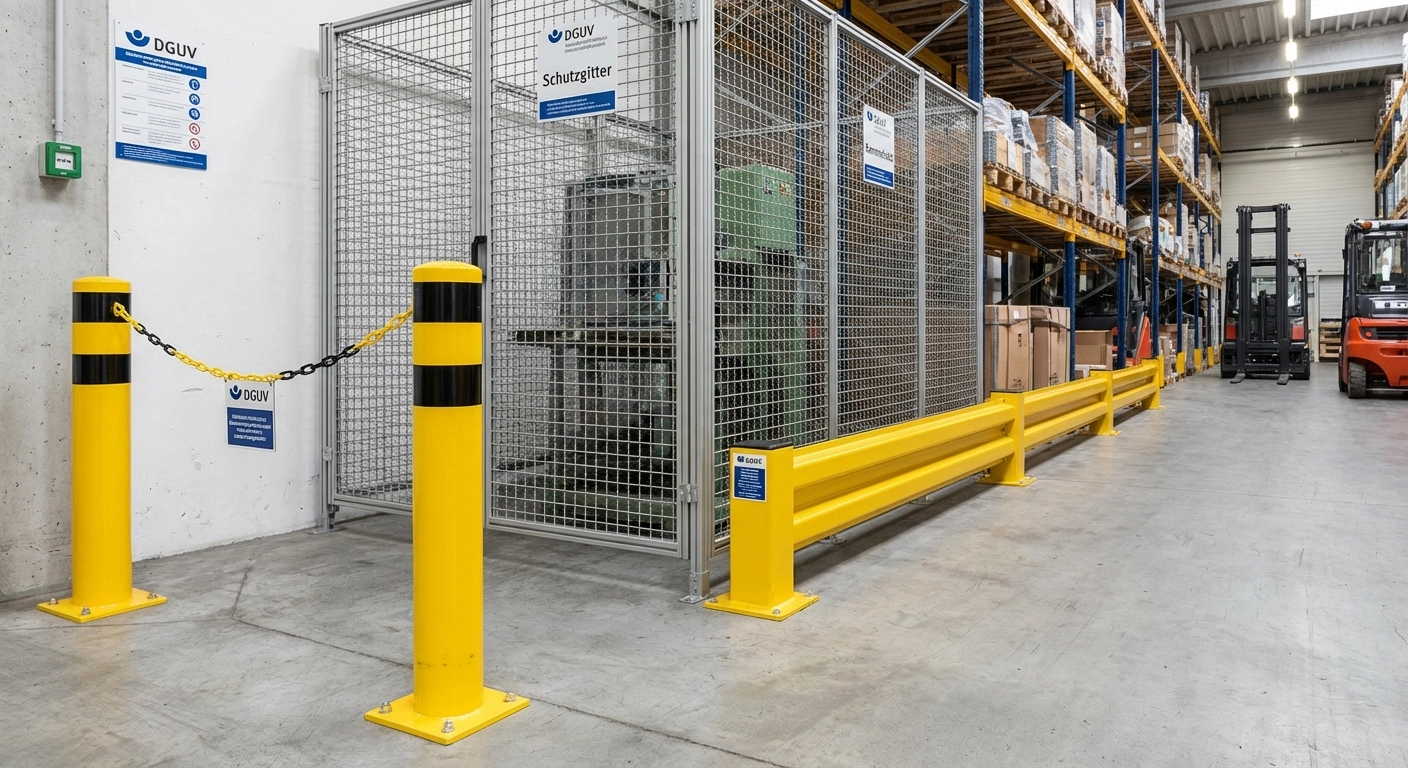 Absperrpfosten und Schutzgitter im Betrieb: Rammschutz, Anfahrschutz und Absperrsysteme nach DGUV und ASR