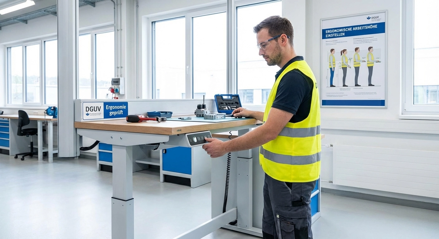 Arbeitshöhe an der Werkbank richtig einstellen: Feinmontage, Normalmontage und Schwerlast