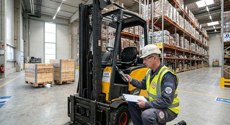 DGUV Vorschrift 68: Staplerschein, UVV-Prüfung und Arbeitgeberpflichten im Lager