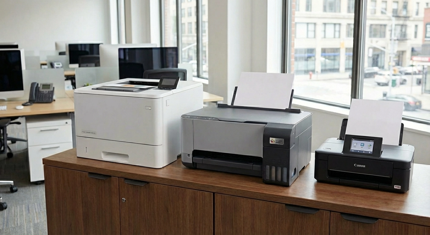 Drucker im Büro 2026: Laser vs. Tintenstrahl, TCO & Managed Print