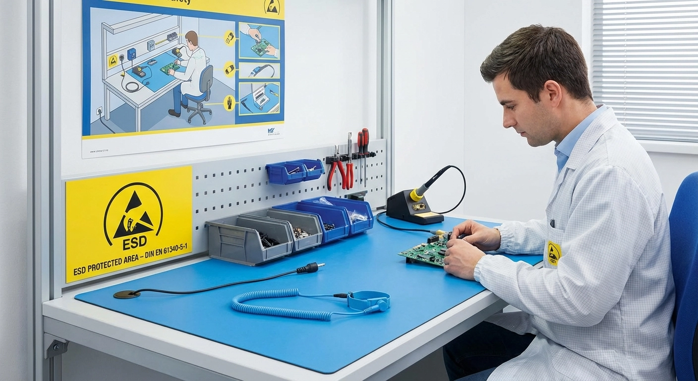 ESD-Arbeitsplatz einrichten: Schutzzone planen, Komponenten auswählen, Normen einhalten