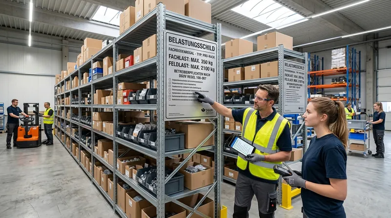 Fachbodenregale Fachlast Feldlast und Belastungsschild