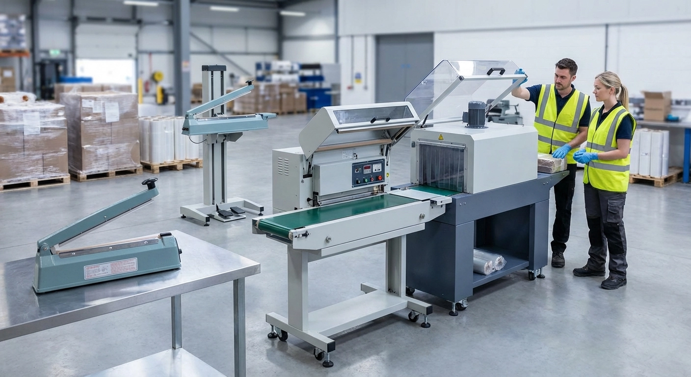 Folienschweißgeräte und Schrumpftunnel: Impulsschweißer, Winkelschweißer, Haubenschrumpfgeräte und Schrumpffolien im B2B-Einsatz