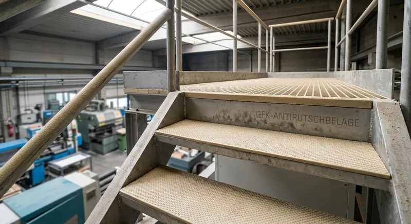 Anti-Rutsch-Beläge aus GFK: Treppen und Podeste sichern