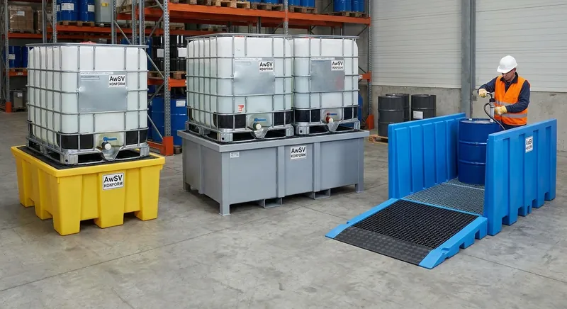 IBC-Auffangwannen richtig auswählen: Einzelplatz, Doppelplatz und Abfüllflächen nach AwSV