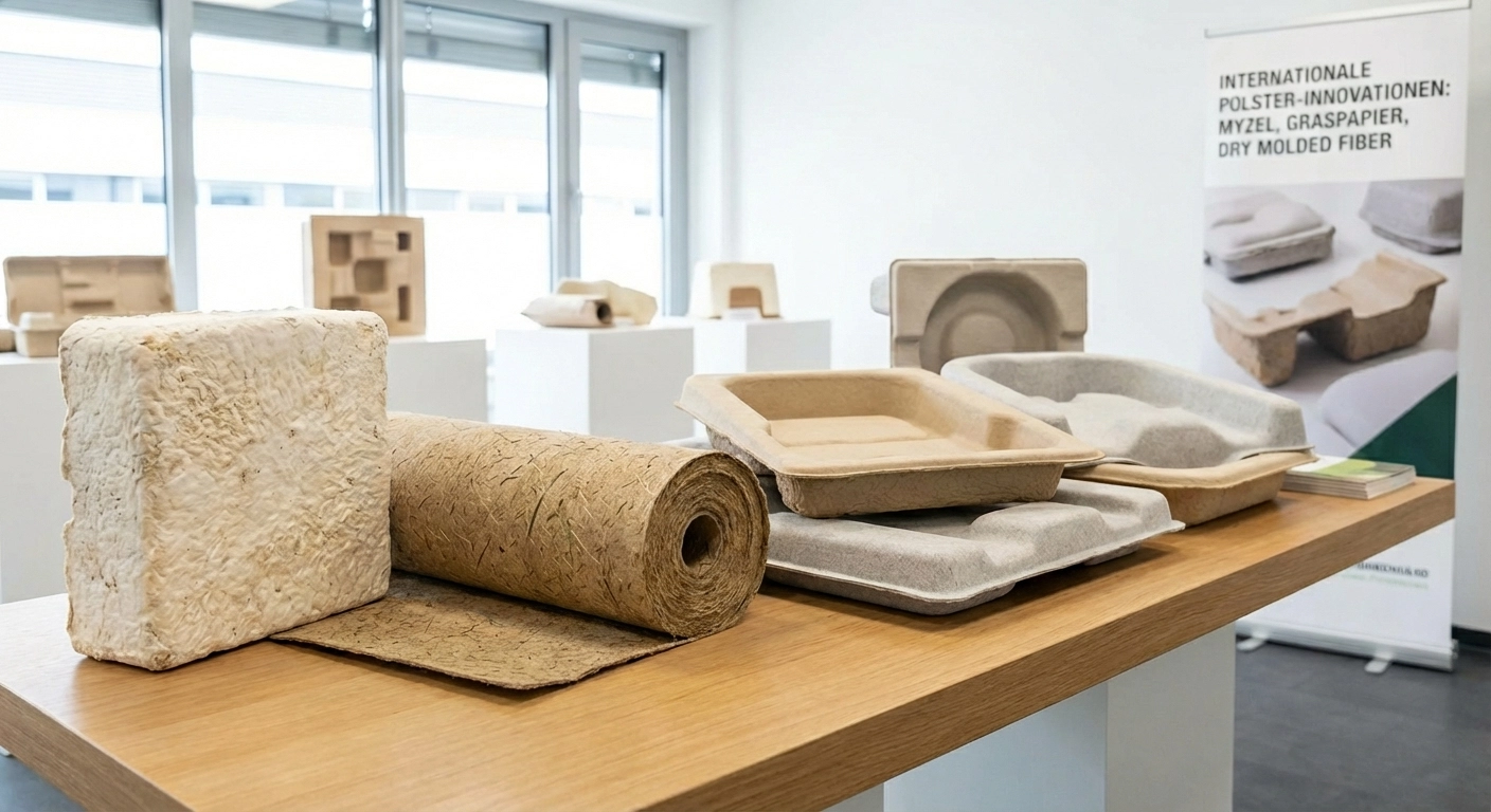 Internationale Polster-Innovationen 2026: Myzel, Graspapier, Dry Molded Fiber & Algenverpackung