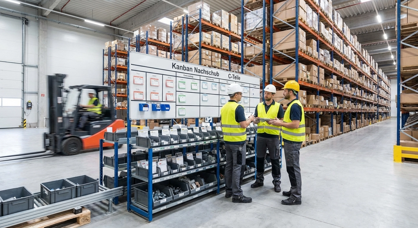 Kanban im Lager: Nachschubsteuerung ohne ERP-Aufwand — Zweilastsystem, E-Kanban und C-Teile-Management
