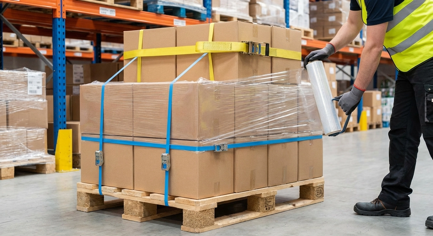 Ladungssicherung Palette: Stretchfolie, Umreifungsband, Zurrgurt im Vergleich