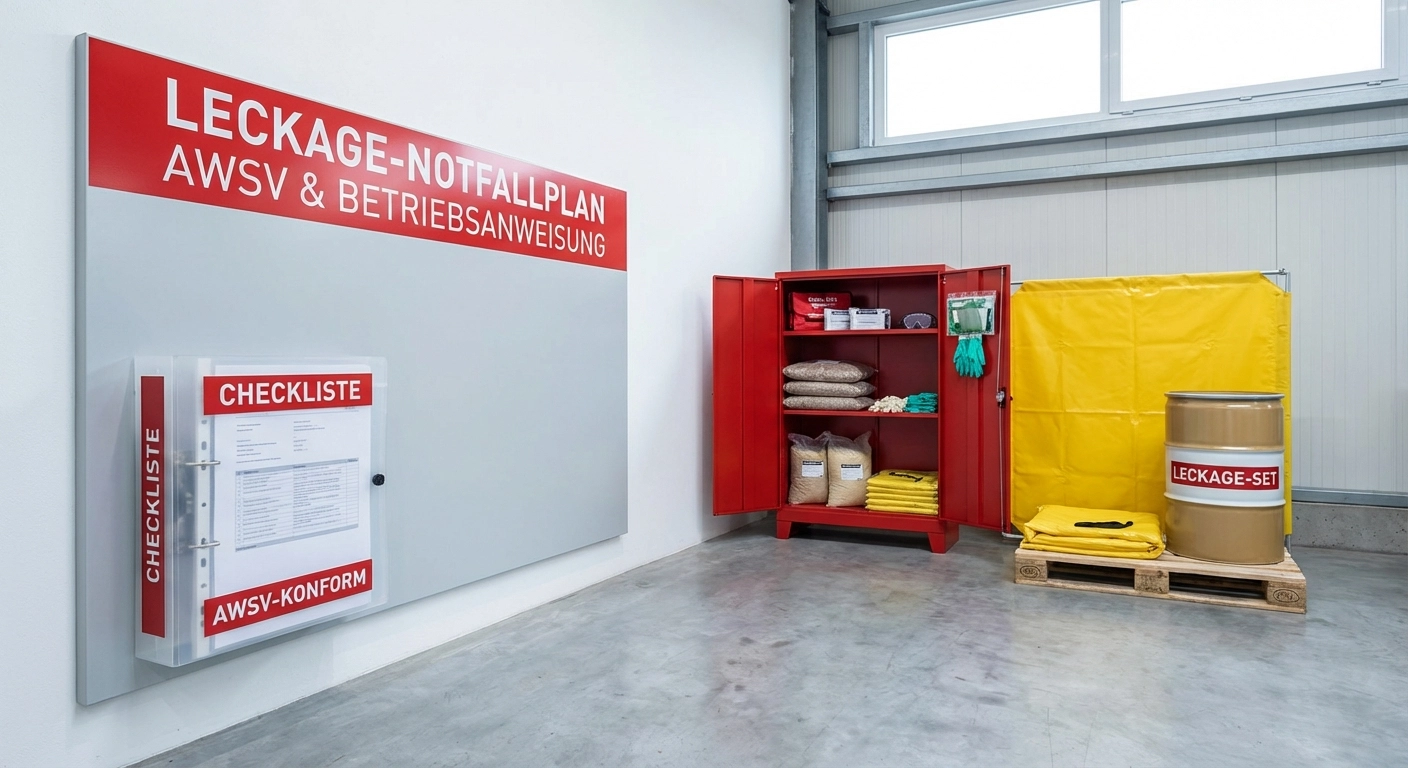 Leckage-Notfallplan im Betrieb: Was die AwSV fordert und wie Sie sich vorbereiten — mit Checkliste