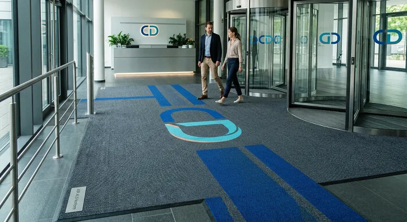 Logomatten im Eingang: Corporate Design und ASR A1.5 vereinen