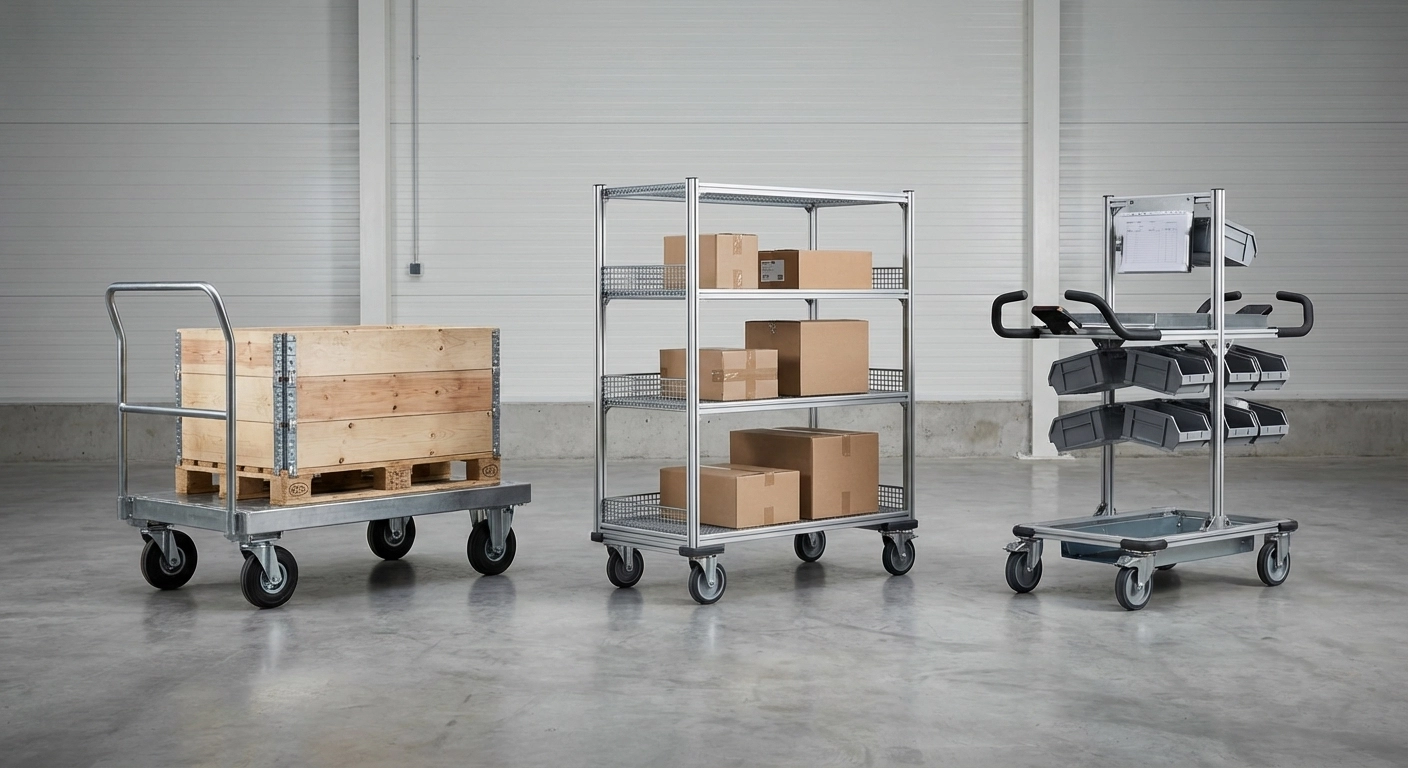 Plattformwagen, Etagenwagen, Kommissionierwagen: Welcher Transportwagen passt?