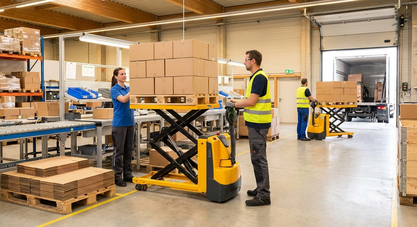 Scherenhubwagen im Einsatz: Ergonomisches Heben in Produktion und Versand