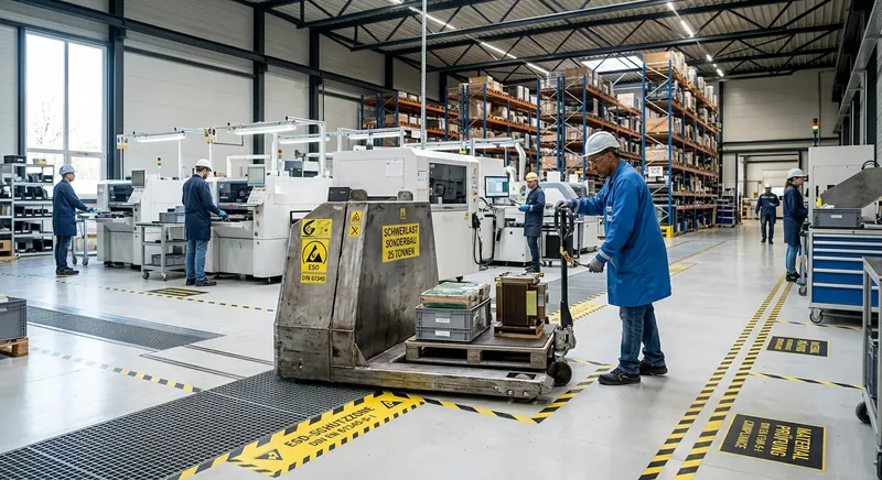 Schwerlast-Hubwagen bis 25.000 kg im Einsatz beim Coil-Transport in einer Stahlproduktion