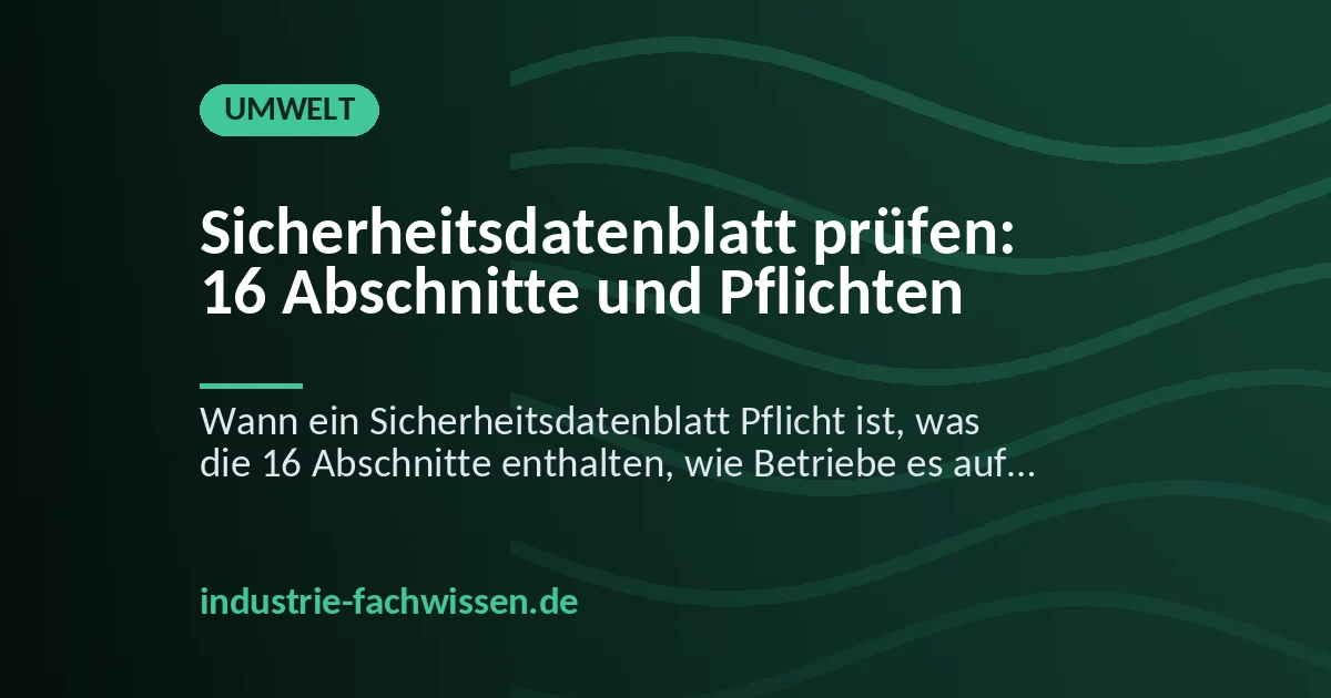 Fachkraft für Arbeitssicherheit prüft ein Sicherheitsdatenblatt am Bildschirm und gleicht Abschnitt 8 mit dem Etikett eines Gebindes ab
